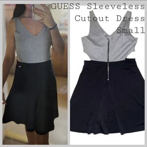 Guess Y2K Sleeveless A-Line Bodycon Dress Grey Black Women's Size Small